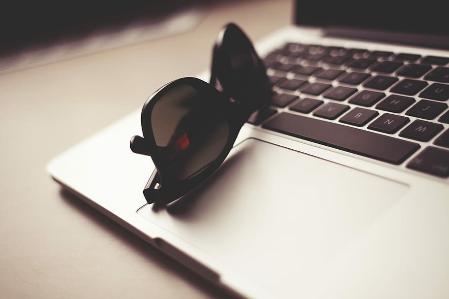 Style Sunglasses with MacBook, laptop, computer, technology, computer Keyboard, HD wallpaper