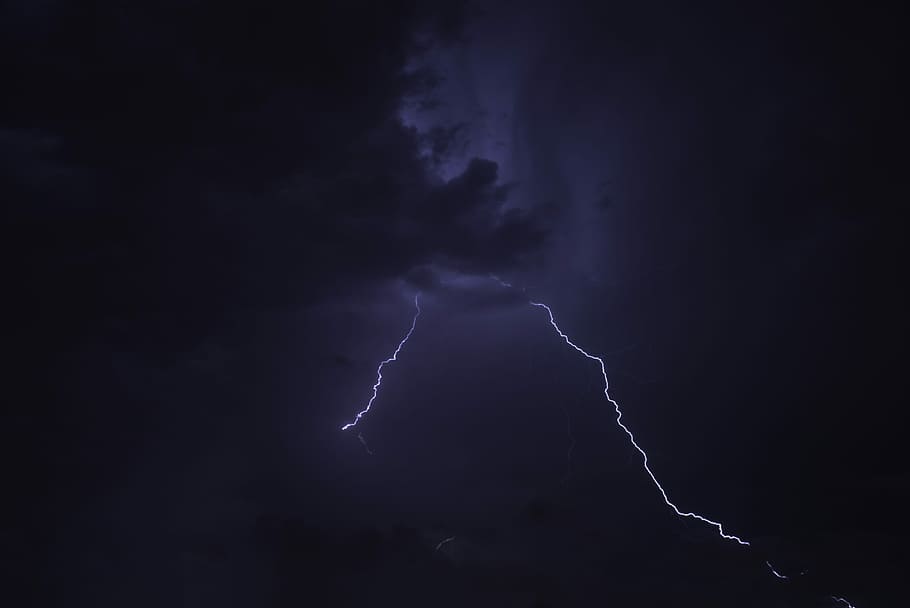thunder with clouds at nighttime, photo of lightning, bulut, kara bulut
