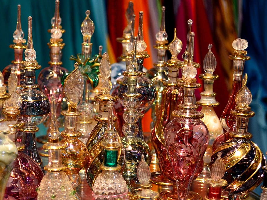 arab perfumes, essences, bazar, eastern glass, east pavilion, HD wallpaper