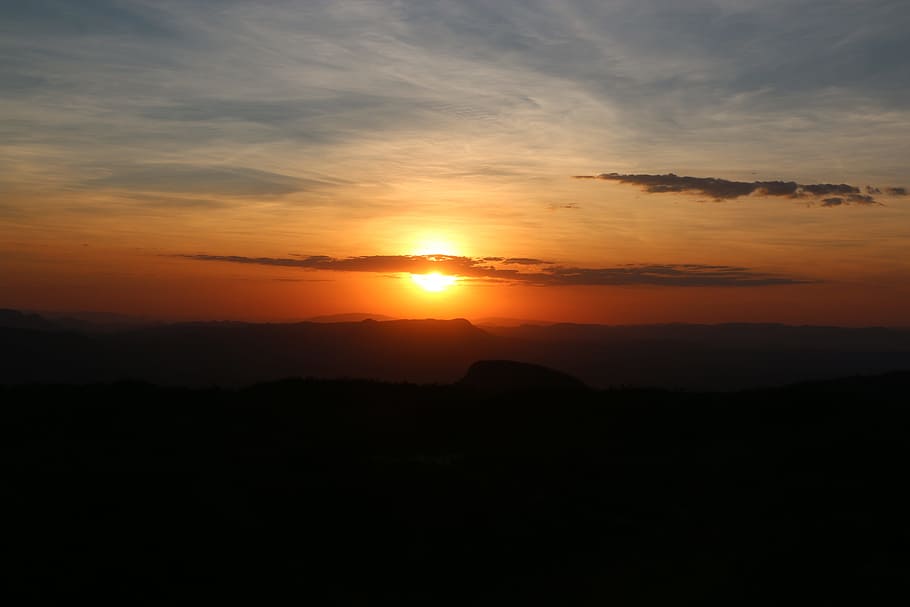Landscape, Sunset, Nature, orange color, scenics, sky, silhouette HD wallpaper