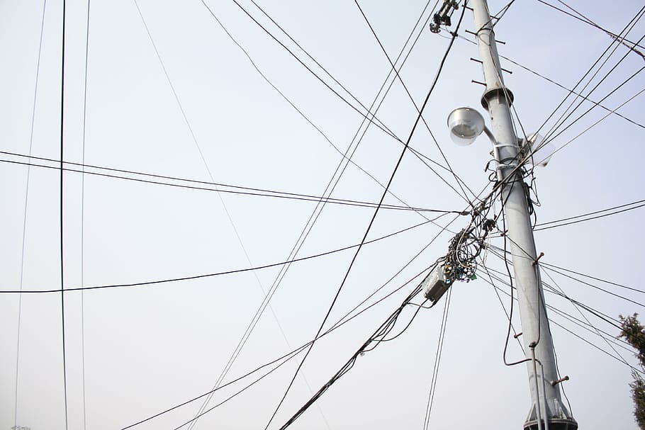 pole, frontline, landscape, sky, street lights, low angle view HD wallpaper