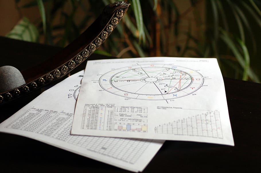 white printer paper with measurement illustration, esoteric, astrology