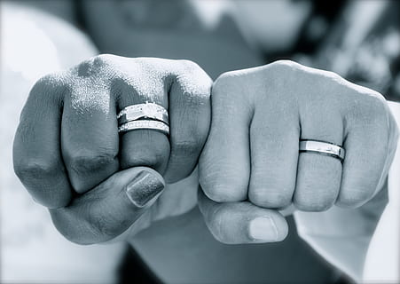 person wearing silver-colored band rings, Strong, Married, Wedding HD wallpaper
