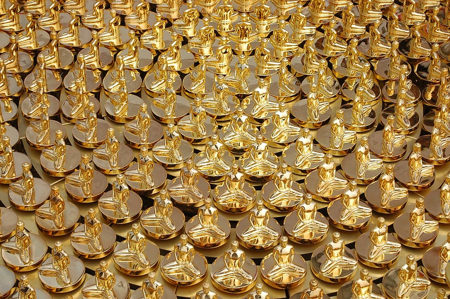 buddhas, gold, buddhism, dhammakaya pagoda, wat, phra dhammakaya, HD wallpaper