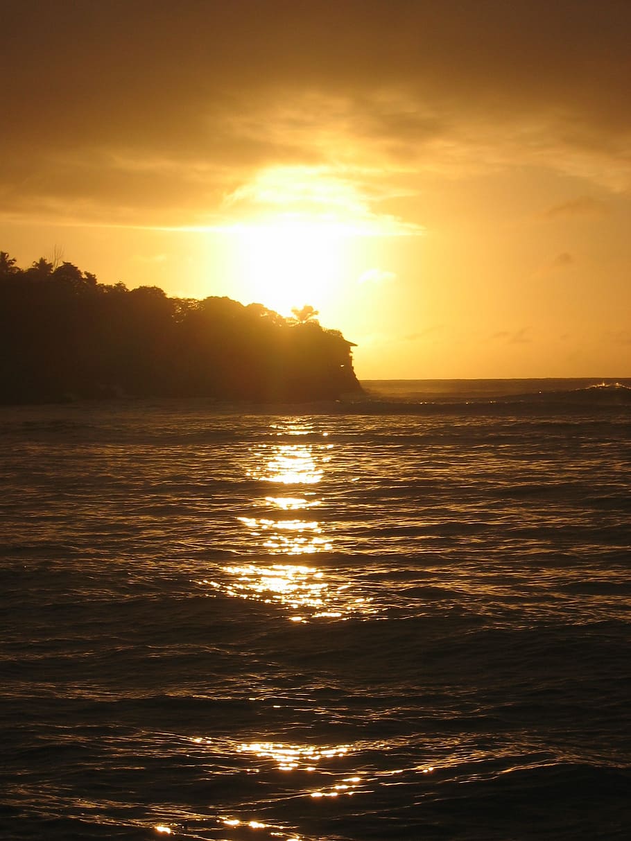 sunset, sea, water, romantic, romance, abendstimmung, mood HD wallpaper