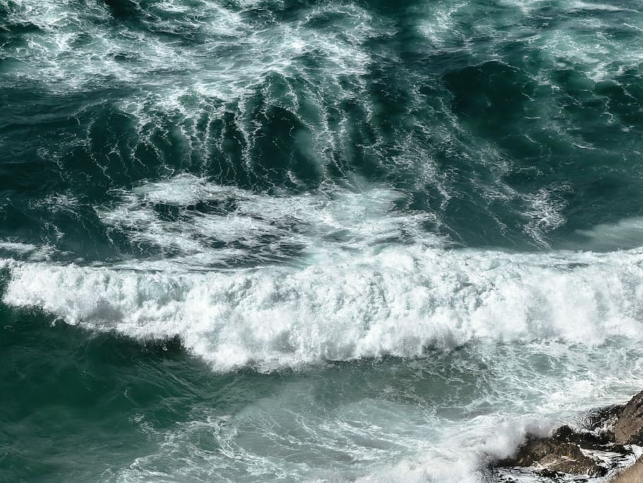 Ocean Power, flow of seawater photography, waves, surf, rough HD wallpaper