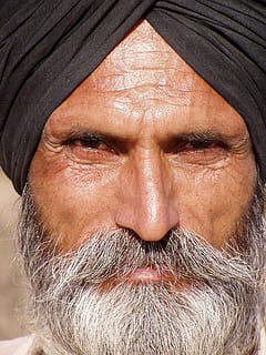 man wearing black pagri turban, India, Bart, indians, men, senior Adult HD wallpaper