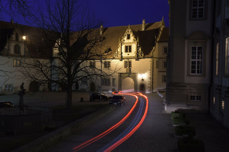 monastery, long exposure, night, auto, away, architecture, building exterior HD wallpaper