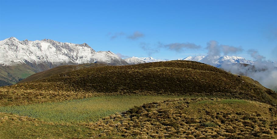 mountains, alpine, sky, panoramic image, snow line, pass, the nature park beverin HD wallpaper