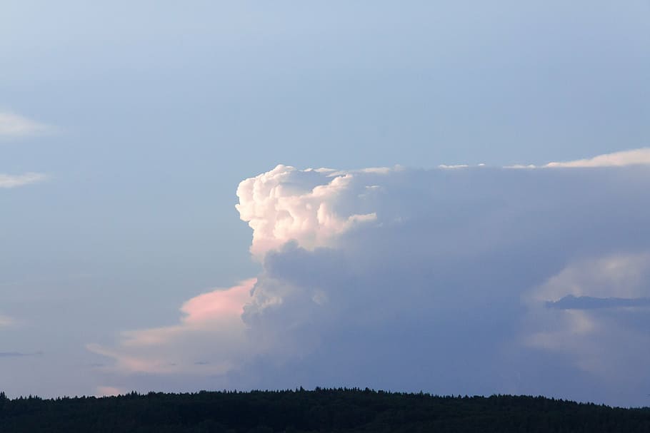 cloud, sky, blue, red, pink, squall line, nature, weather, scenics HD wallpaper