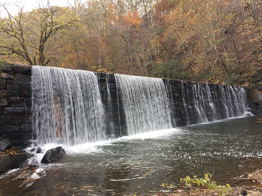 View of Waterfall, cascade, creek, environment, falls, flow, forest HD wallpaper