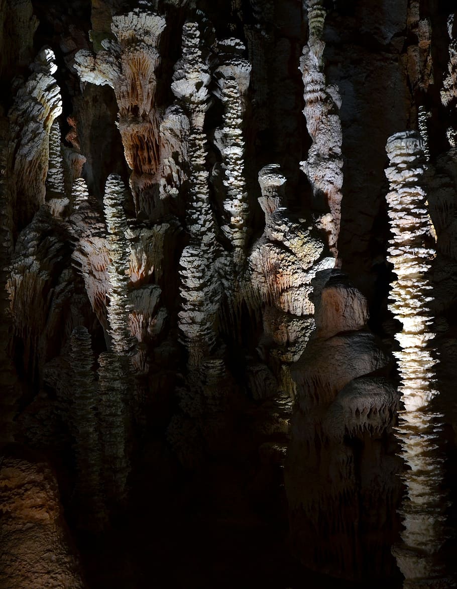 aven armand, stalagmites, cave, cevennes national park, france, HD wallpaper