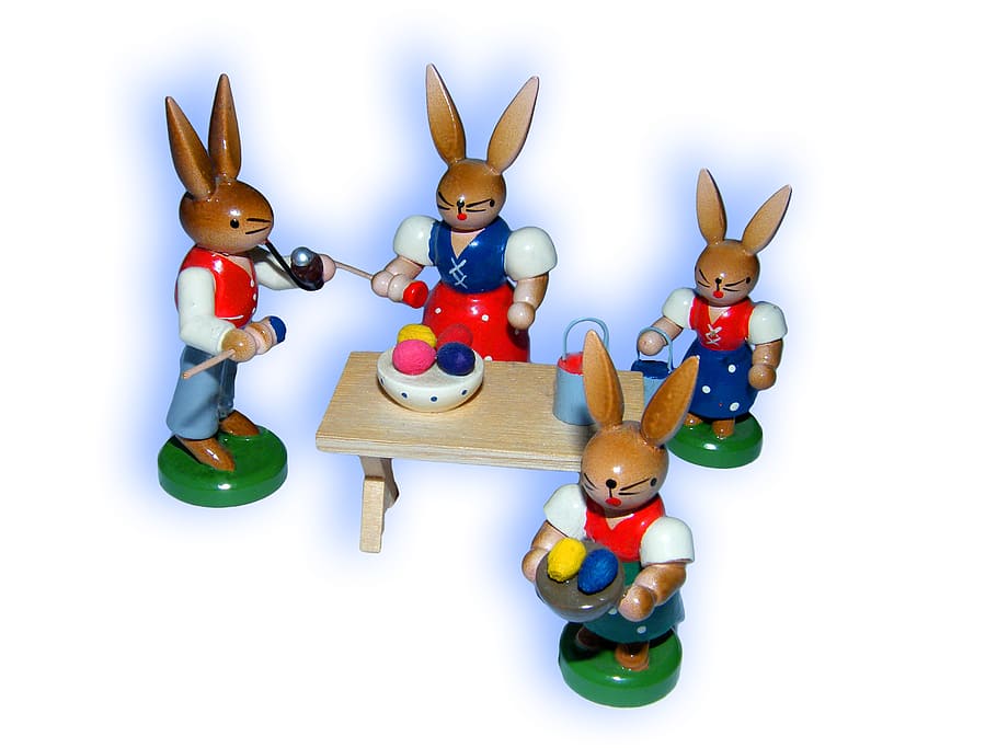 easter bunny, figures, colorful, paint, egg, team, family, custom HD wallpaper