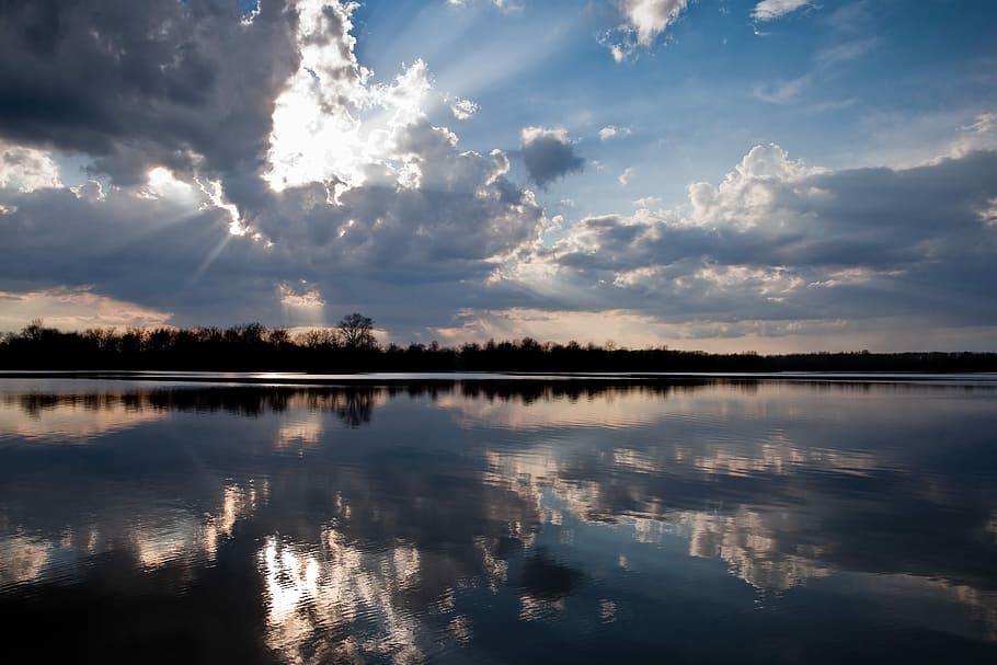 reflection, water, lake, landscape, sky, cloud - sky, tranquility HD wallpaper