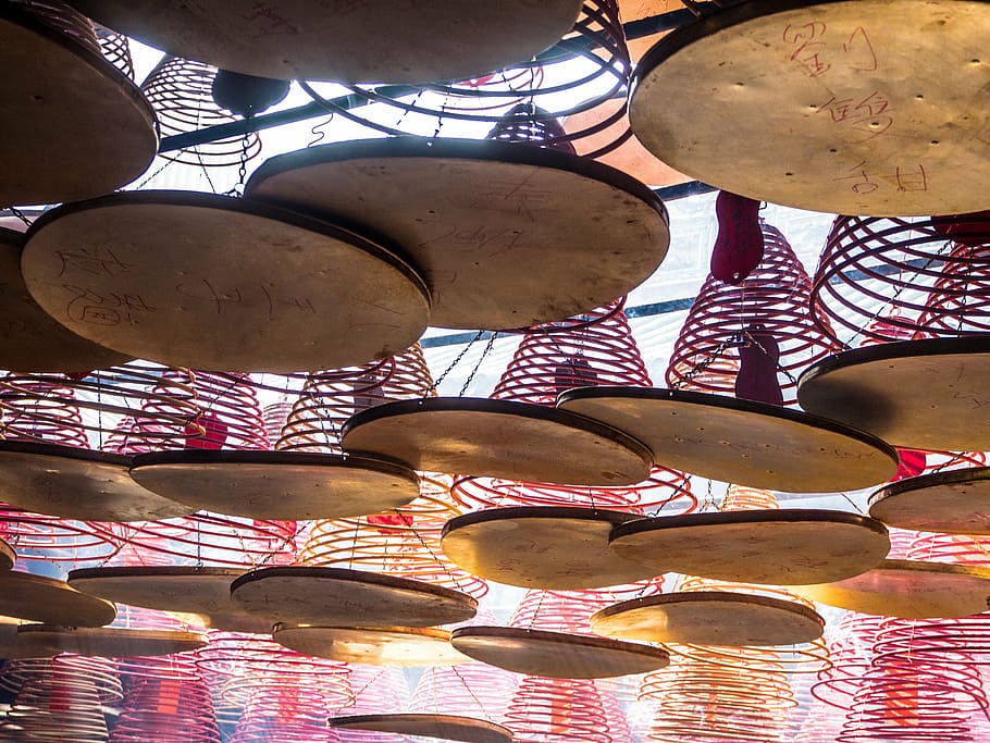 temple, hong kong, ceiling, no people, indoors, pattern, art and craft HD wallpaper