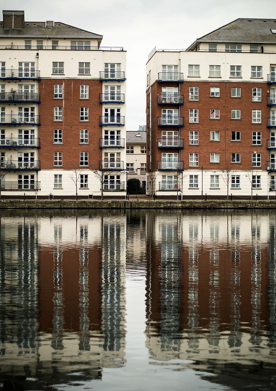 reflection, blocks, buildings, sorry, perspective, construction HD wallpaper