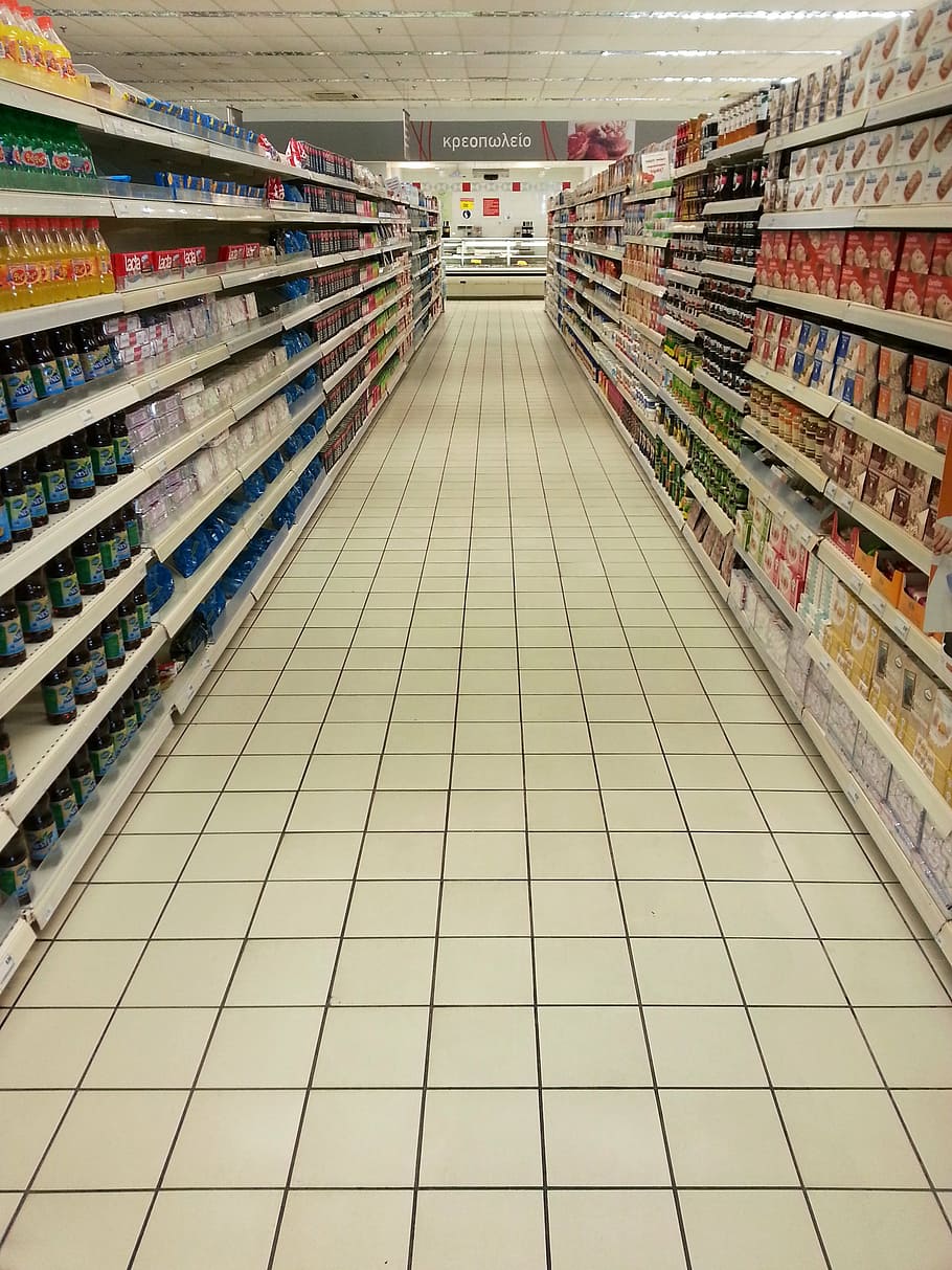Hd Wallpaper Assorted Brand Item Lot On Shelf Supermarket Empty