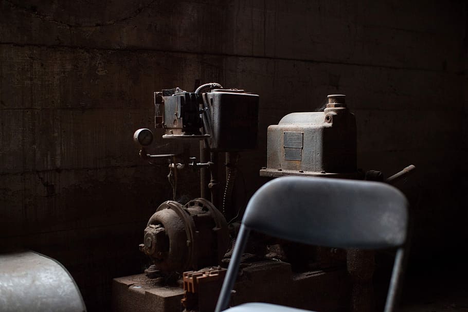 gray padded  folding chair, machine, antique, industry, equipment HD wallpaper