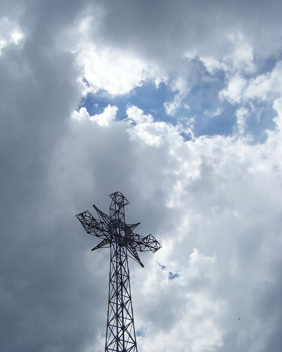 Cross, Giewont, Mountains, Sky, cloud - sky, technology, low angle view HD wallpaper