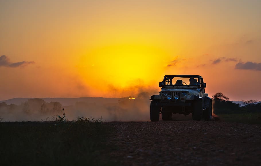 HD wallpaper: jeep, drifting, dust, sunset, dusk, motor sport, off road,  summer | Wallpaper Flare