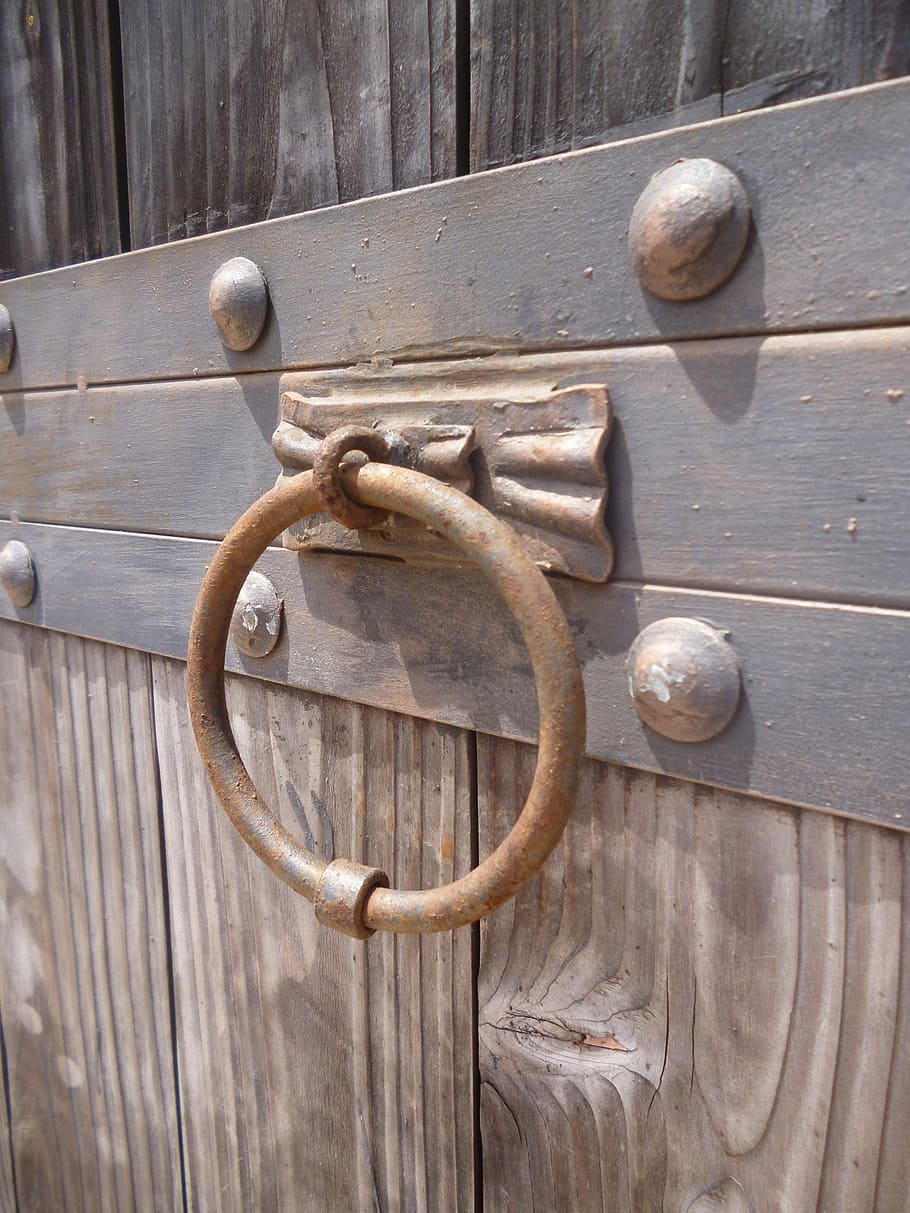 knocker, gate, wood, metal, metalwork, wood - material, door HD wallpaper