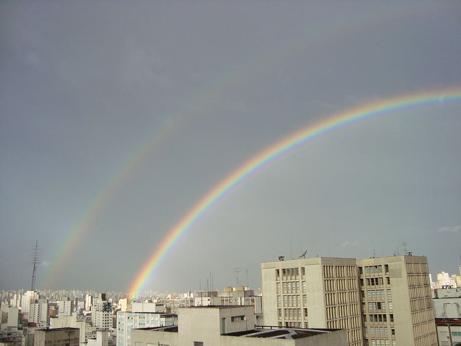arc ires, ceu, city, rainbow, architecture, building exterior HD wallpaper