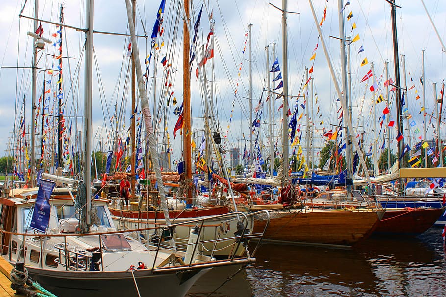 boats, riga, sailboat, yachting, water, summer, vacation, holiday, HD wallpaper
