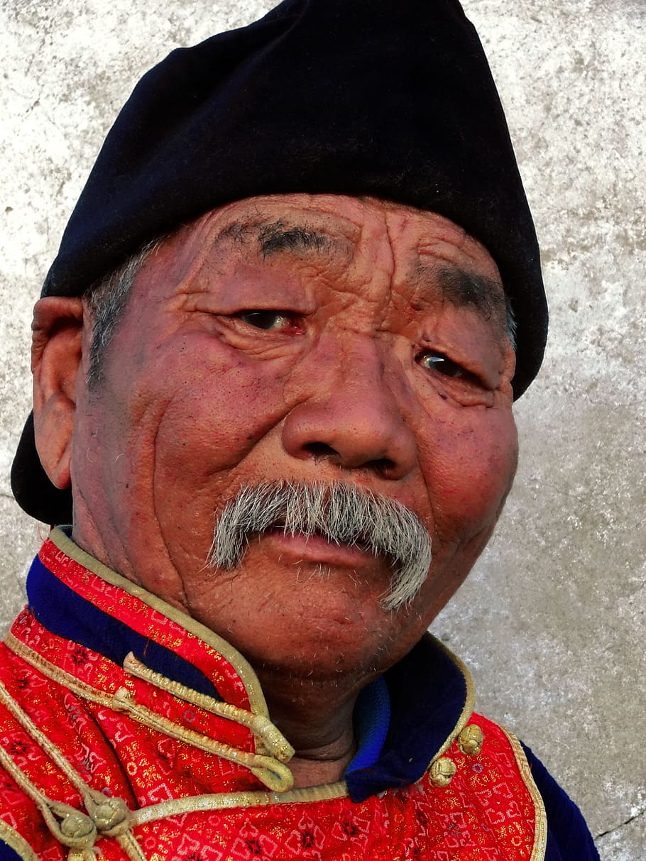 Mongolia, Travel, Nomadic, Gobi Desert, steppe, old man, deel, HD wallpaper