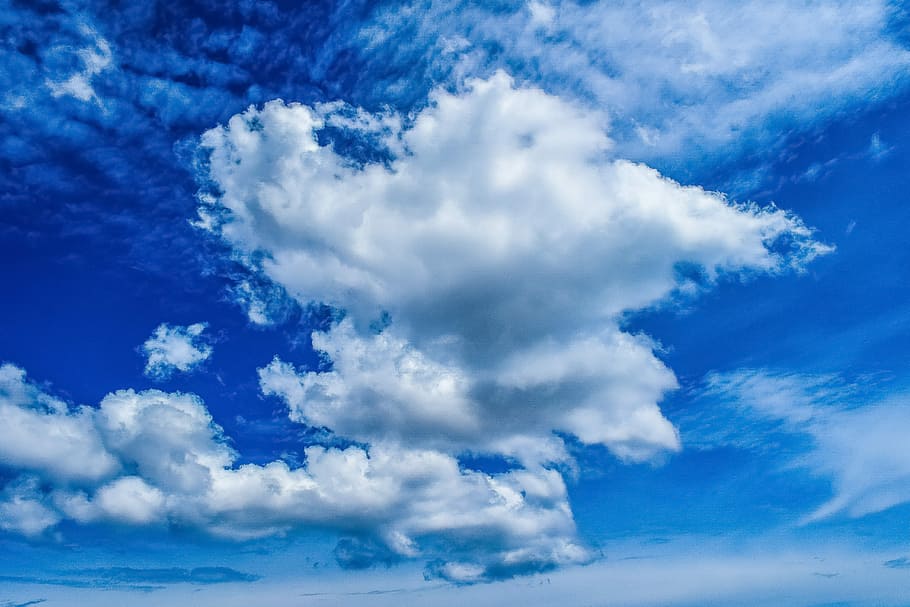 white clouds and blue sky at daytime, nature, spring, cloudscape HD wallpaper