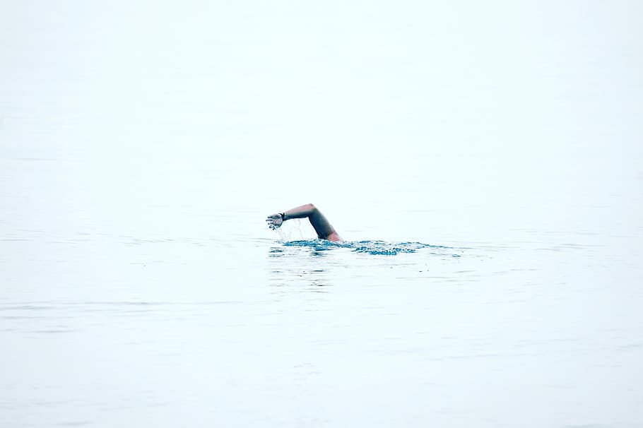 person swim, person swimming in body of water, sea, ocean, wave HD wallpaper