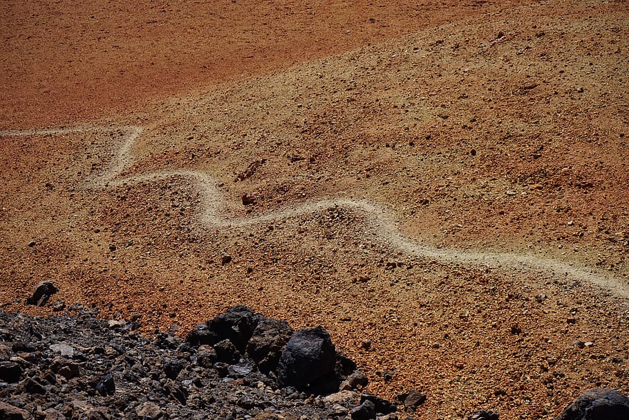 Away, Path, Trace, Sand, Desert, lunar landscape, migratory path HD wallpaper