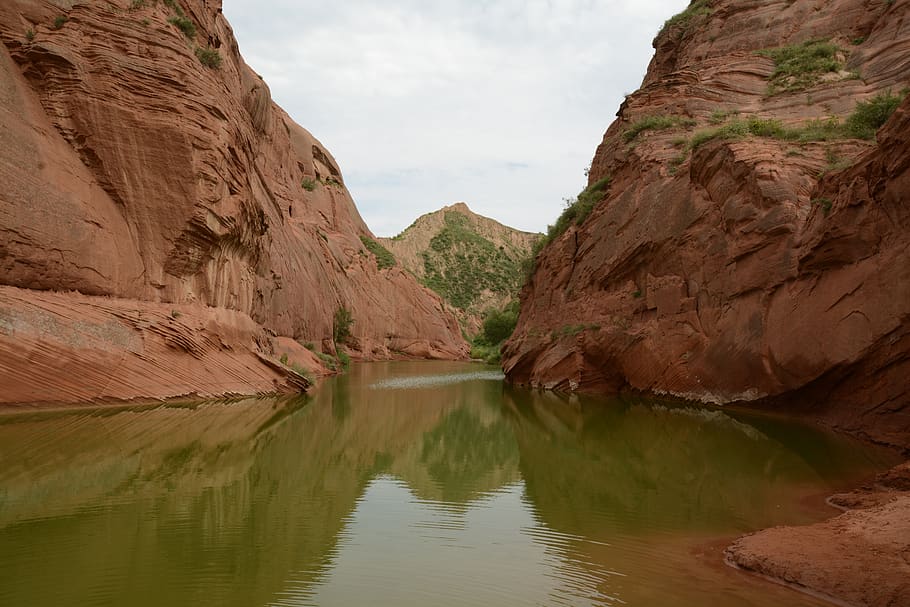 views, jingbian, red, water, scenics - nature, beauty in nature HD wallpaper