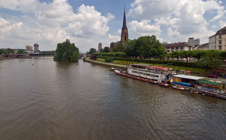 Frankfurt, Main, Center, River, town center, frankfurt am main germany, HD wallpaper