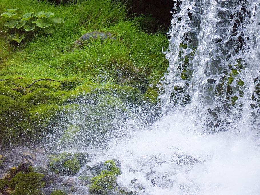 Waterfall, Drip, Mountain Stream, Nature, water veil, drop of water, HD wallpaper