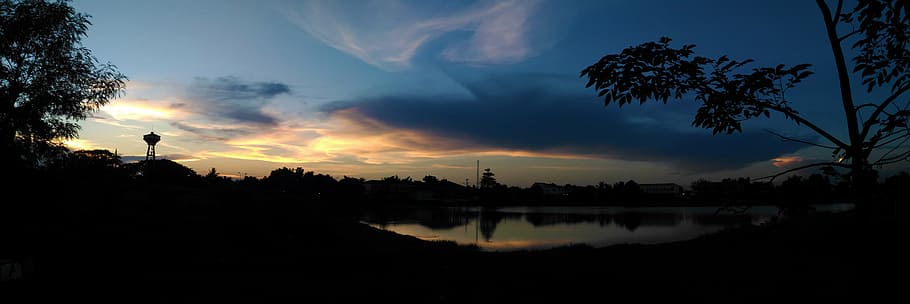 dawn, dusk, evening, lake, landscape, outdoors, panoramic, reflection HD wallpaper