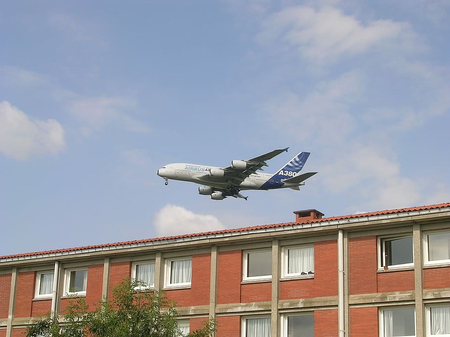 France, Aircraft, Airbus, A380, Toulouse, flying, cloud - sky