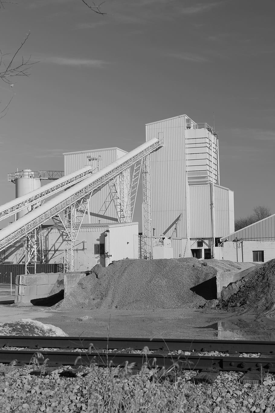 black, white, industry, sky, built structure, architecture HD wallpaper