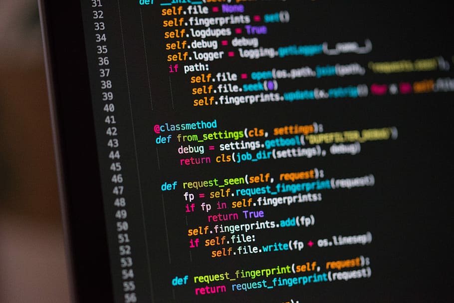 computer monitor turned on, code, screen, laptop, communication HD wallpaper