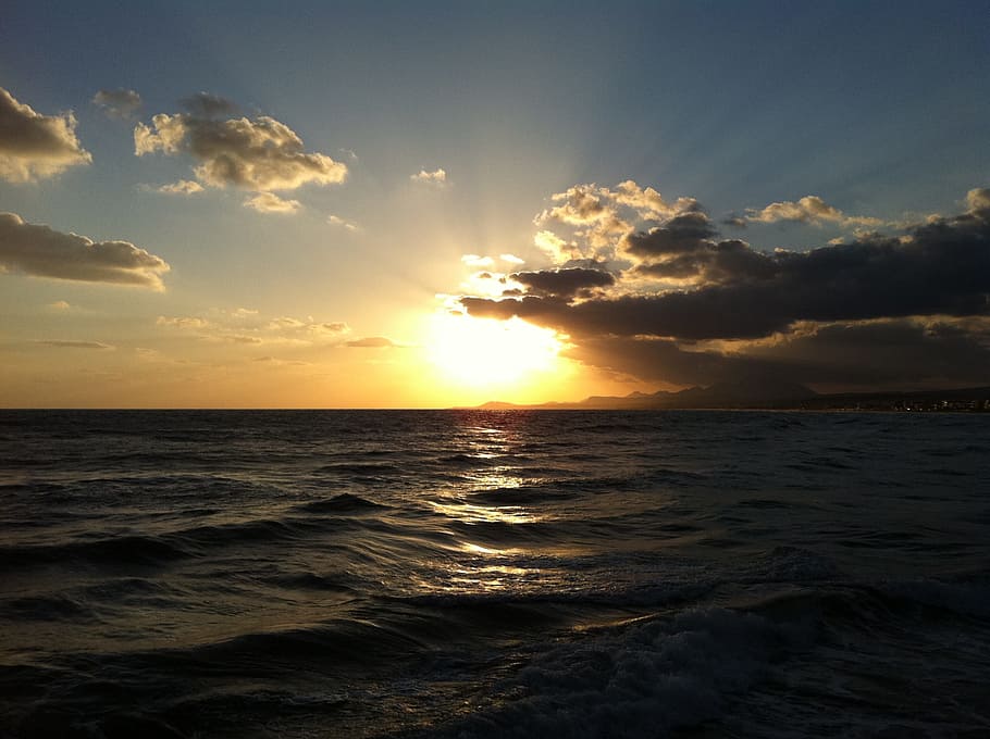 body of water during sunset, Sea, Romantic, sun and sea, evening mood at the lake HD wallpaper