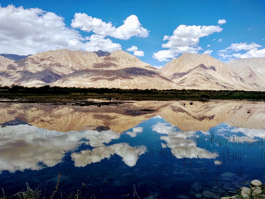 landscape, mountain, lake, mirror view, reflection, mountain reflection HD wallpaper