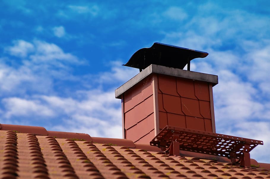 red and white roof shingle, tile, brick, house roof, covered, HD wallpaper