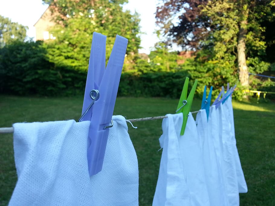 white textile hanging at daytime, laundry, clothespins, clothes line HD wallpaper
