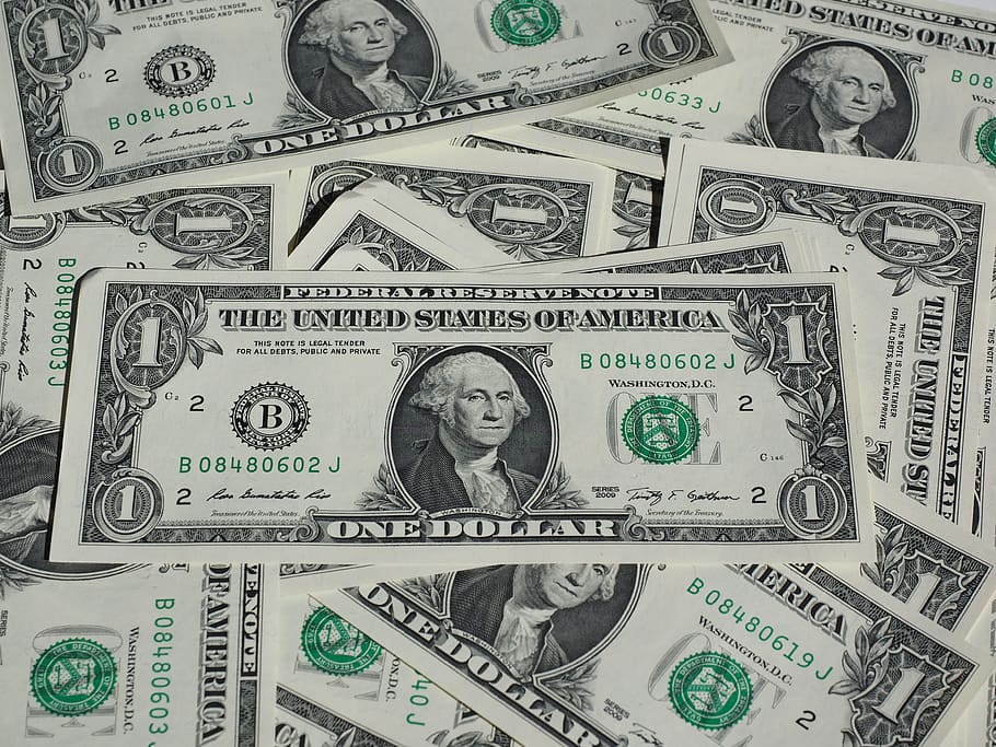 1 U.S. dollar banknote lot, seem, bank note, currency, finance HD wallpaper