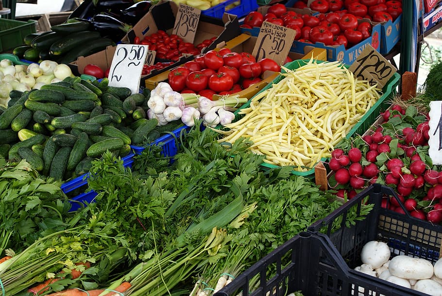 Vegetables, Bazaar, Prices, Cucumbers, carrot, tomatoes, green beans HD wallpaper