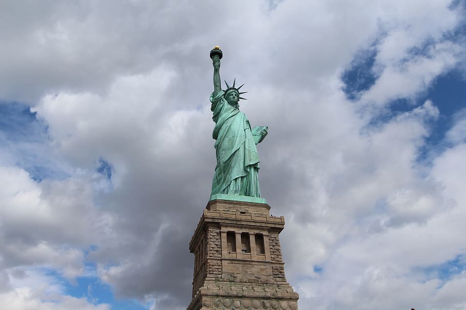 sky, statue, travel, architecture, outdoors, lady liberty, sculpture HD wallpaper