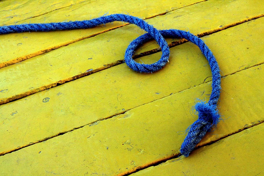 blue rope, yellow, board, wood, floor, pattern, shapes, block HD wallpaper