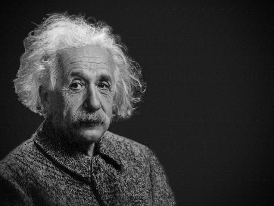 Albert Einstein grayscale photo, portrait, theoretician physician, HD wallpaper