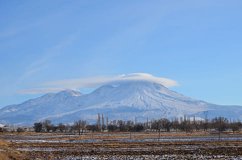 hasan mountain, cloud, landscape, sky, nature, tree, peace HD wallpaper