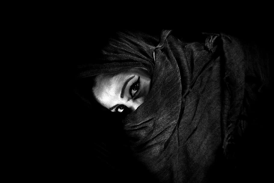 Portrait, Face, Human, black, black and white, eye, wrap, cover HD wallpaper