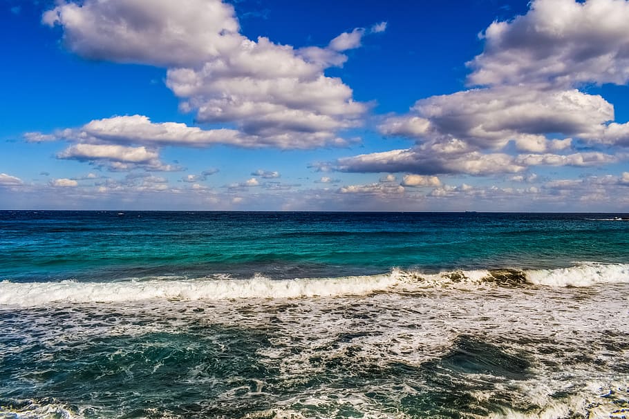 Sea, Horizon, Clouds, Nature, sky, blue sky clouds, scenery HD wallpaper
